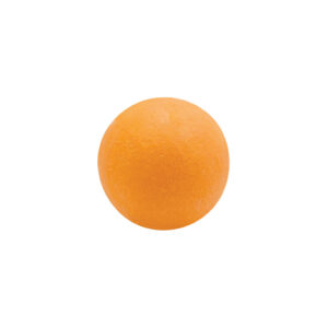 white chocolate ball covered with a thin coat of velvety orange pigment.