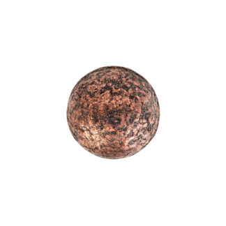 White chocolate pearl in the shape of a ball with black and copper colours